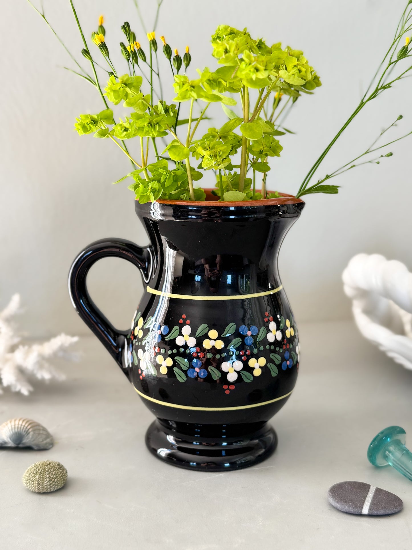 Vintage Hungarian Studio Pottery Floral Jug