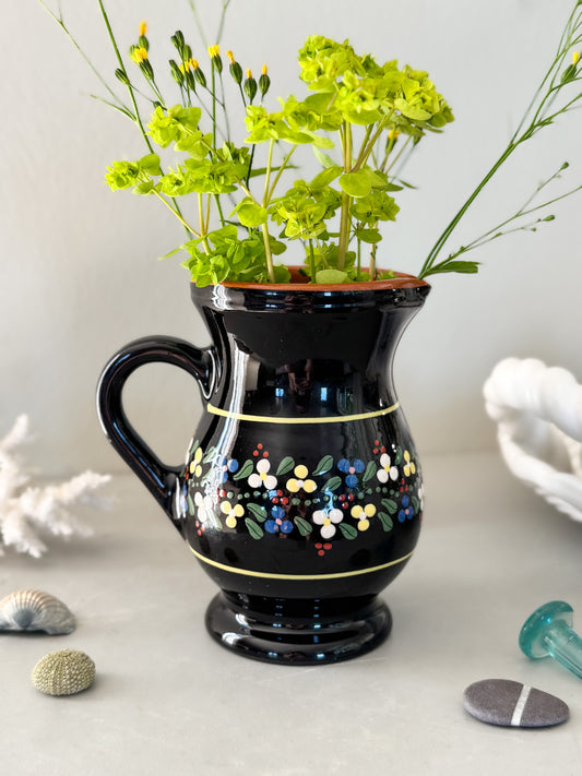 Vintage Hungarian Studio Pottery Floral Jug
