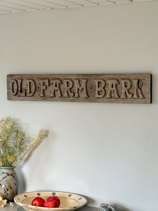 Large Handmade Rustic Wooden ‘Old Farm Bark’ Sign
