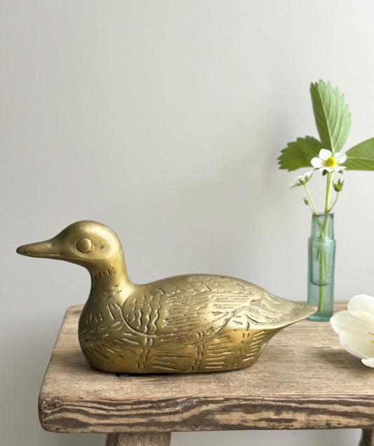 Vintage Solid Brass Duck