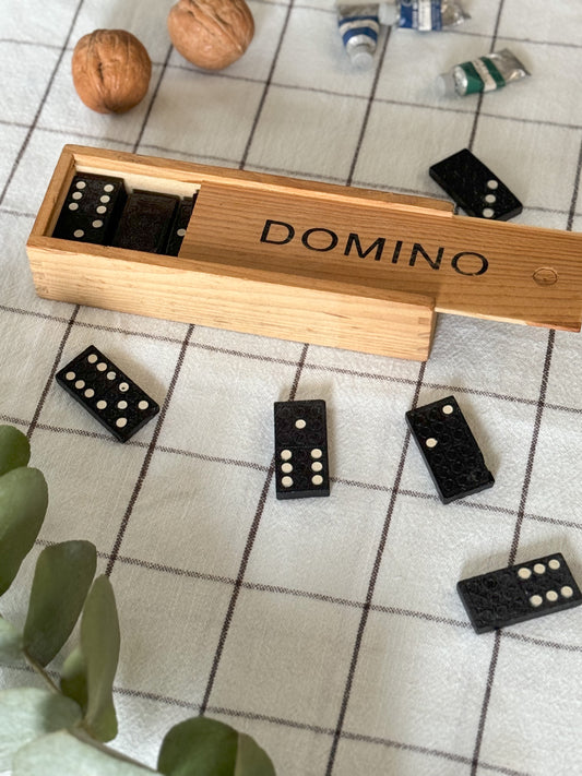 Vintage Domino Set in Wooden Box