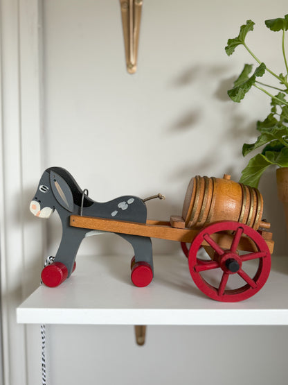 Vintage Wooden Pull Along Donkey