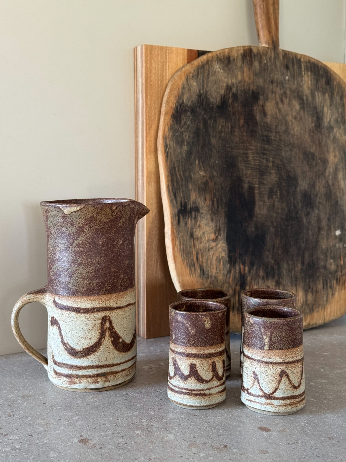 Vintage Studio Pottery Jug & Beaker Set