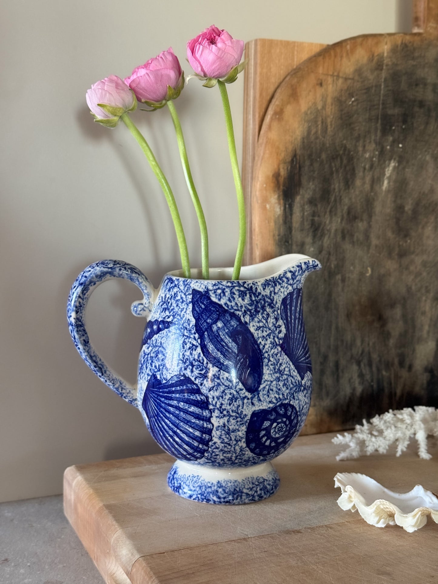 Very Rare Vintage Moorland Staffordshire Sea Shell Spongeware Jug