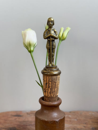 Antique Brass Knight Bottle Stopper