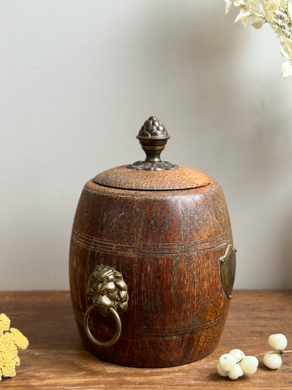 Antique Oak & Brass Ice Bucket