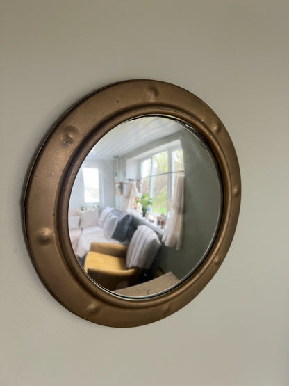 Antique Brass Convex Porthole Mirror