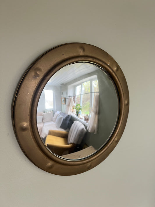Antique Brass Convex Porthole Mirror