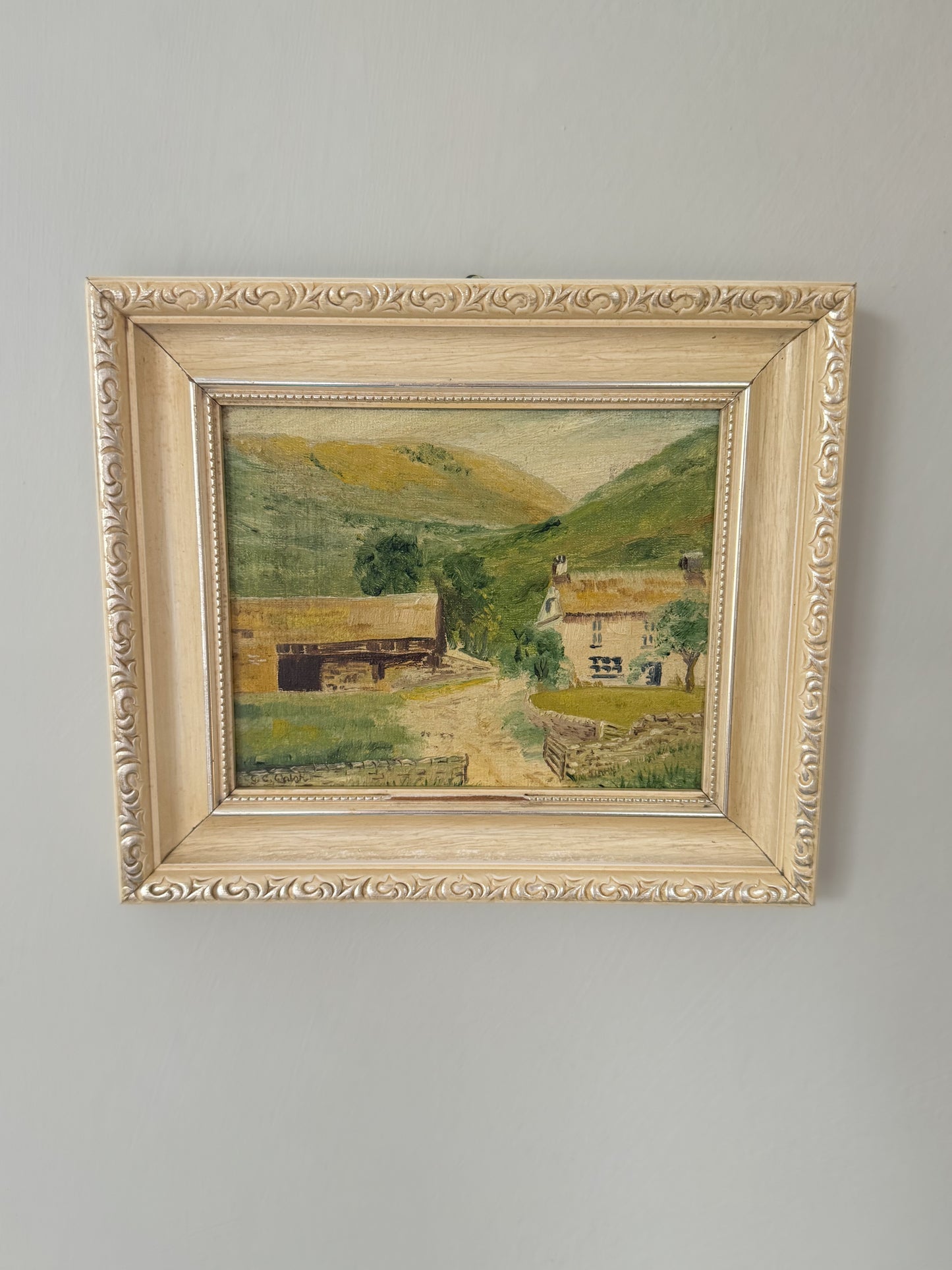 Vintage Original Framed ‘Yew Tree Cottage’ Oil Painting by Geoffrey C. Walsh