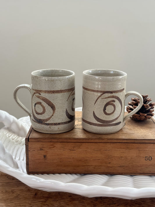 Vintage Welsh Studio Pottery Mugs by Abaty Pottery (Pair)