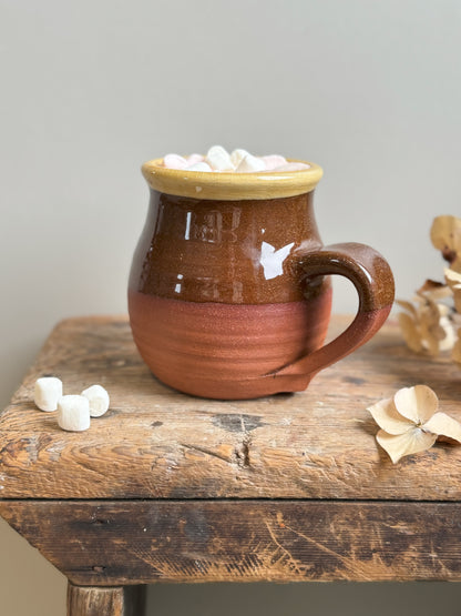 Vintage Studio Pottery Terracotta Slipware Coffee Mug