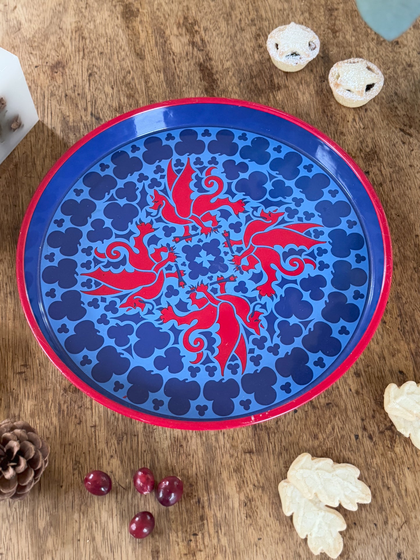 Vintage Draig Goch Welsh Dragon Enamel Serving Tray