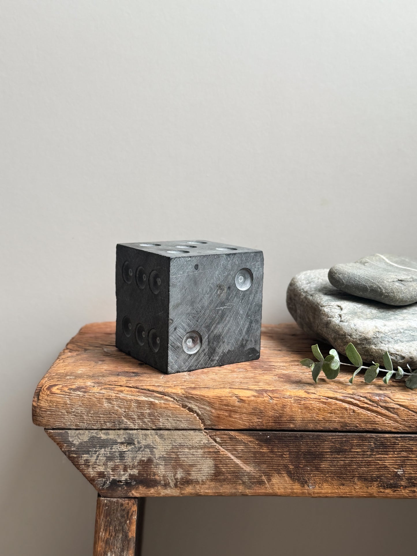 Vintage Handmade Welsh Slate Dice (Paperweight)