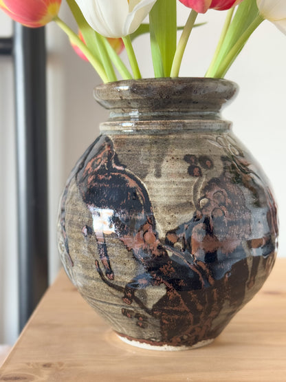 Rare Vintage 1980s Welsh Studio Pottery Vessel by Vicky Buxton, Conway, North Wales