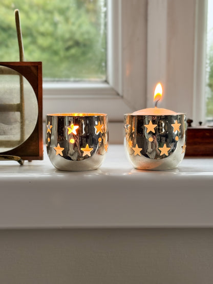Pair of Vintage Silver-Plated Star Tealight Holders