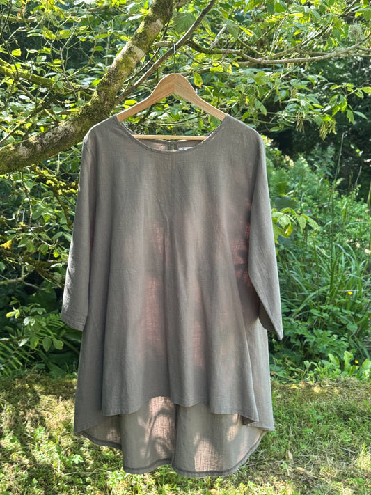 Vintage Linen Button-Back Tunic – Misumi (Size L)
