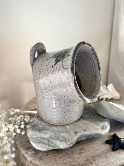 Vintage Speckled Studio Pottery Salt Pig with Hanging Loop