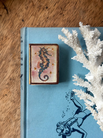 Vintage Brass & Enamel Handmade Seahorse Matchbox Cover