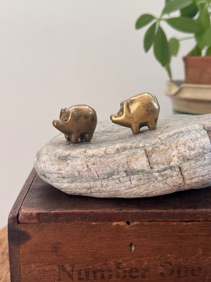 Vintage Solid Brass Miniature Pigs (Pair)