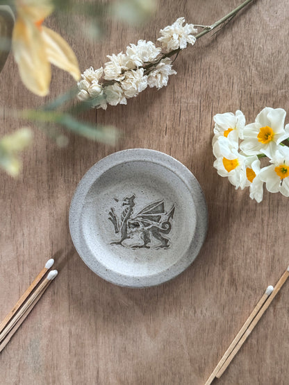 Vintage 1970s Welsh Dragon Studio Pottery Trinket Dish by Tregaron Pottery