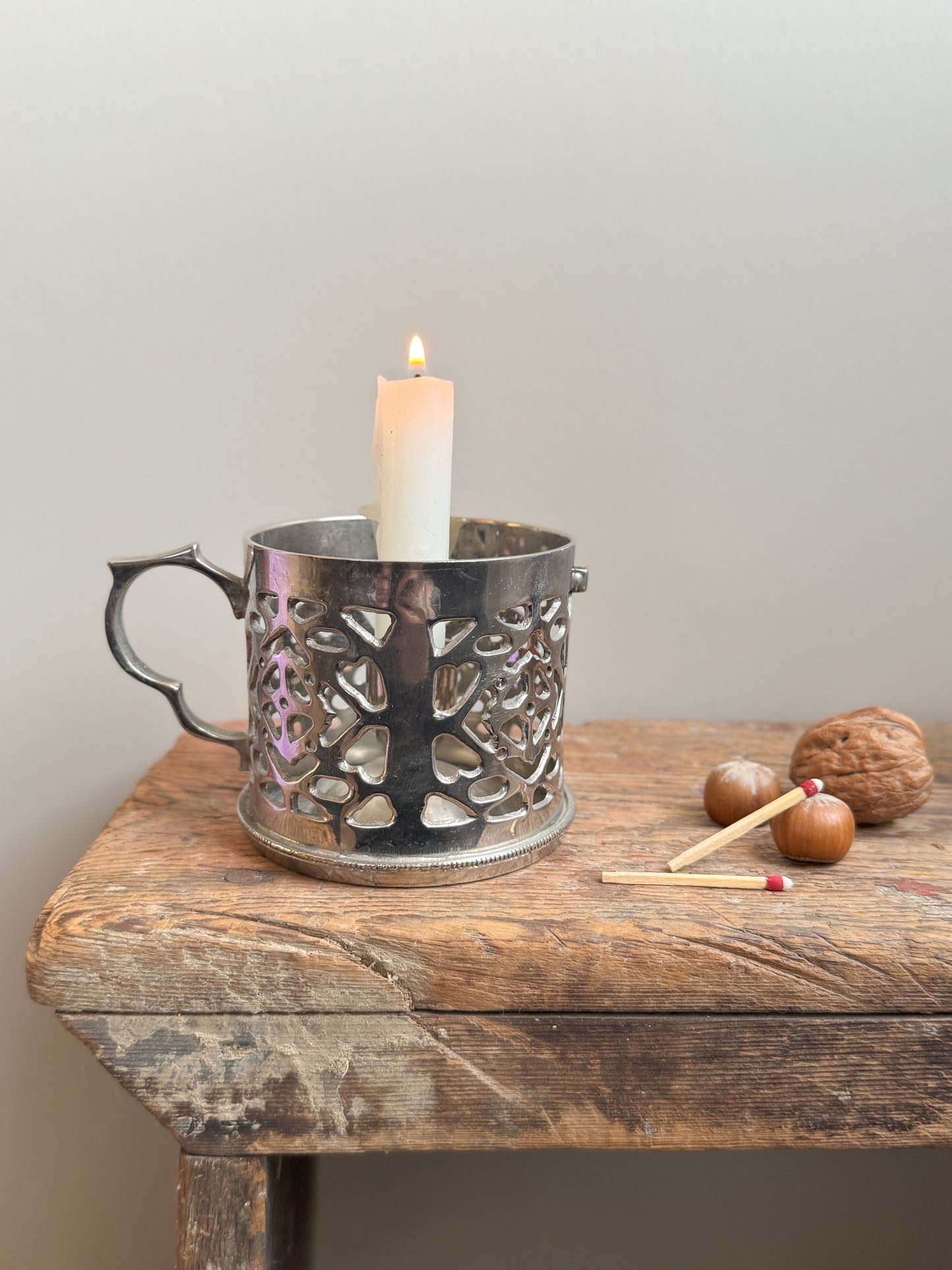 Vintage Filigree Silver Plated Chamberstick