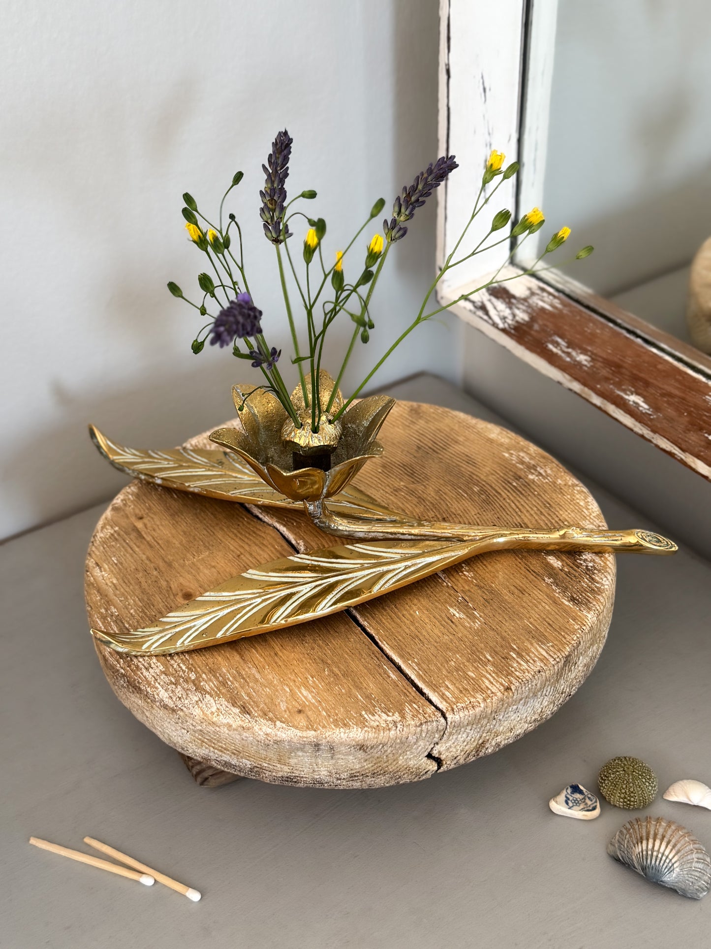 Vintage Solid Brass Flower Sculpture