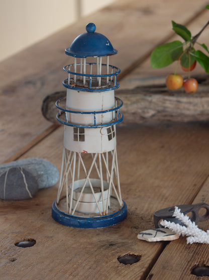 Vintage Tin Lighthouse Tealight Holder