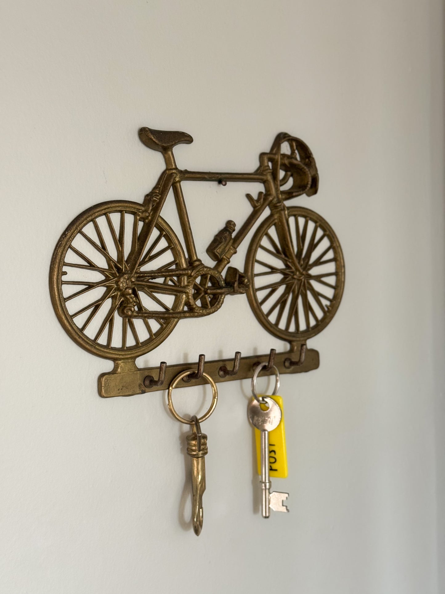 Vintage Solid Brass Bicycle Key Hook Rack
