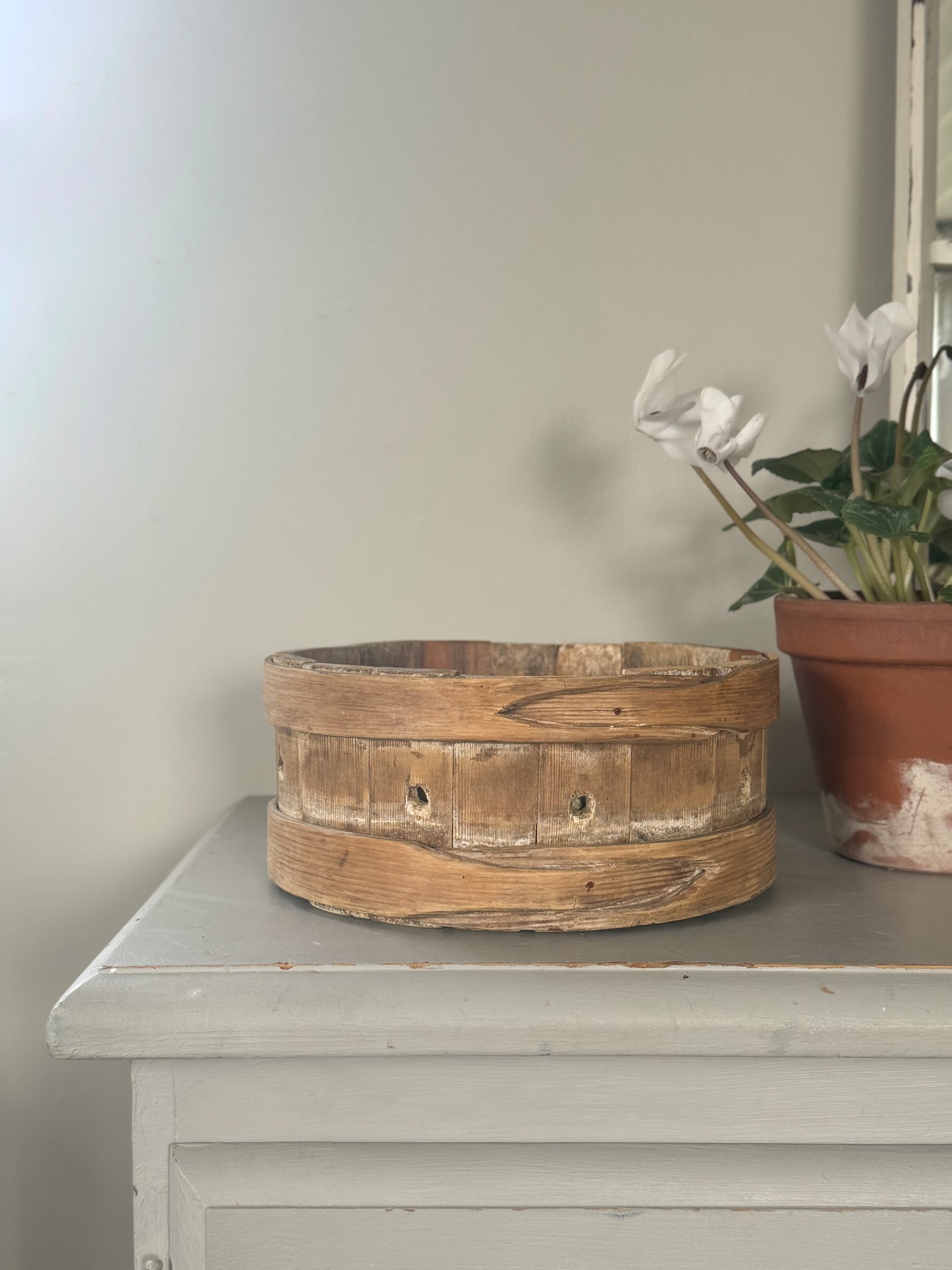 Vintage French Folk Art Wooden Cheese Mould from the Alps