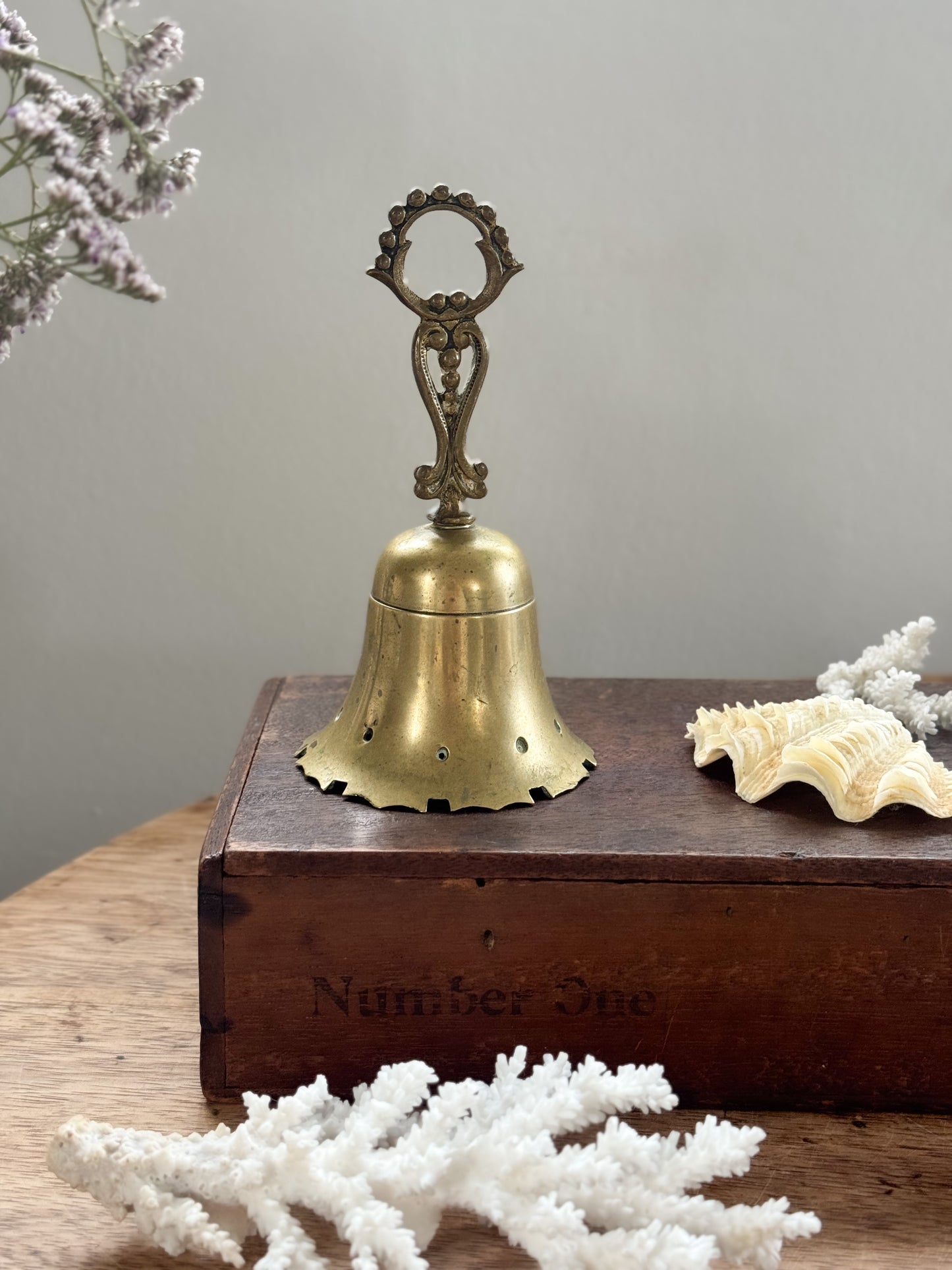 Antique Ornate Solid Brass Table Bell / Service Bell