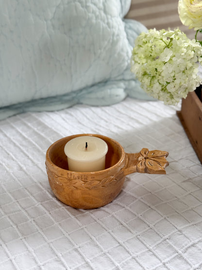 Vintage Norwegian Hand-Carved Cup Candle Holder – “Ulvik”