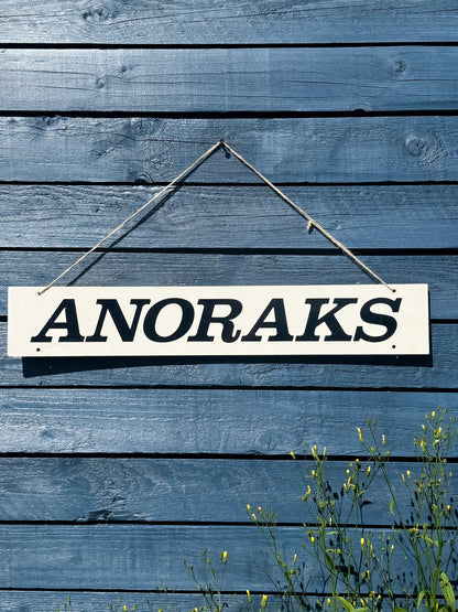 Vintage 1950s Acrylic “Anoraks” Shop Sign