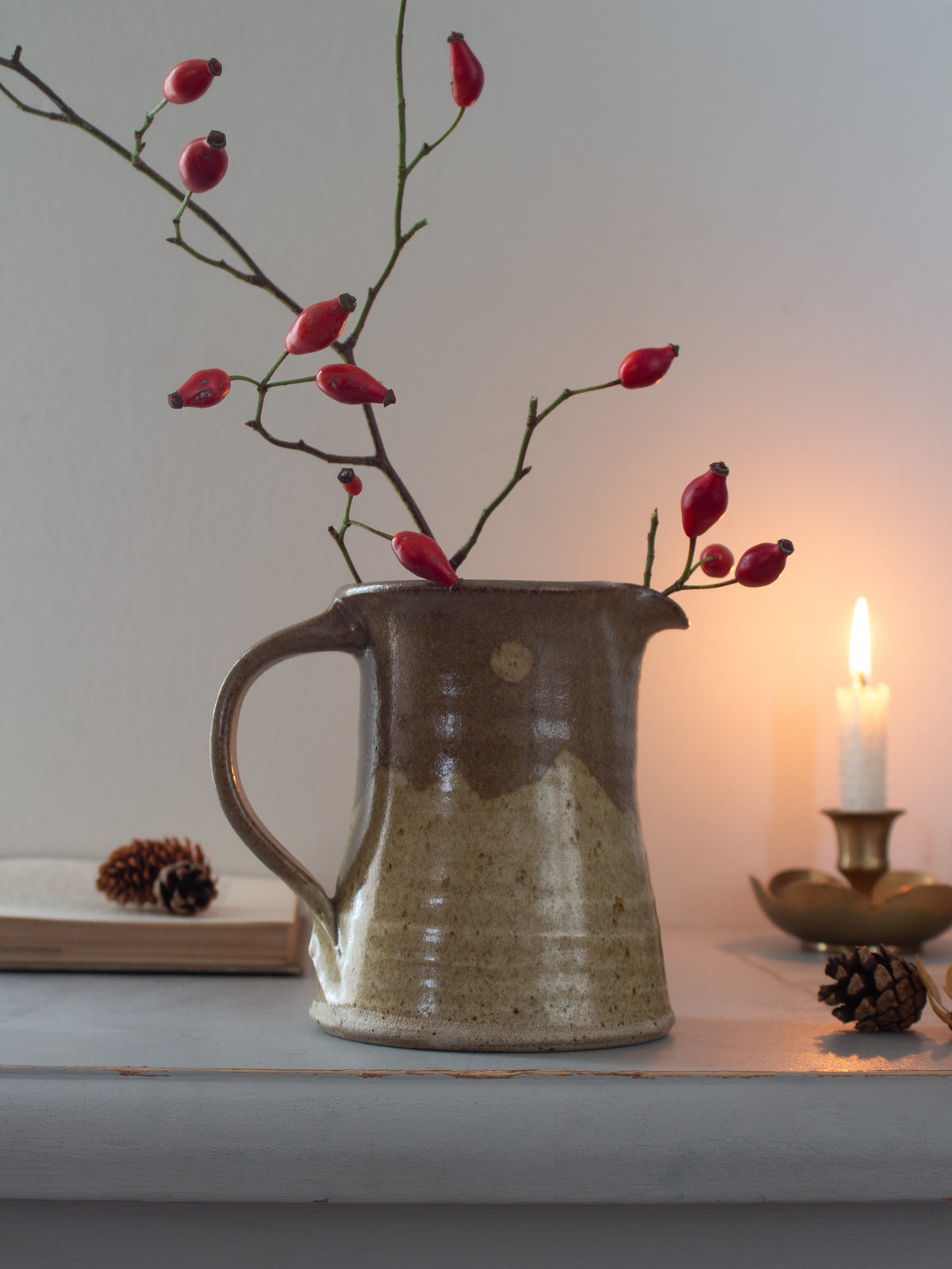 Vintage Studio Pottery Salt Glaze Full Moon Jug • A Vessel for the Changing Seasons