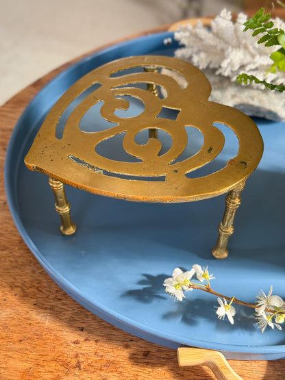Antique Victorian Heart Shaped Brass Trivet