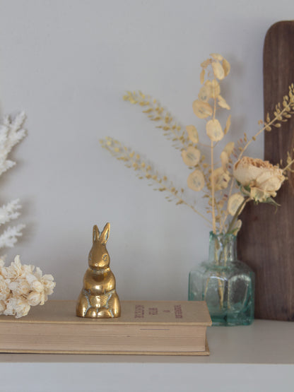 Vintage Solid Brass Miniature Rabbit Figurine
