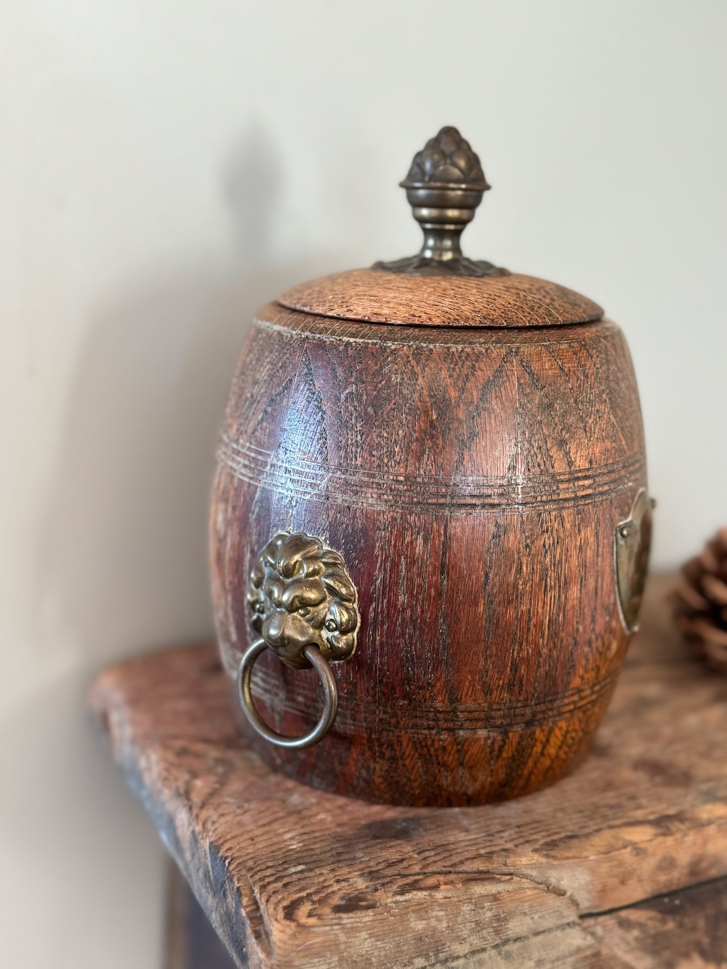 Antique Oak & Brass Ice Bucket