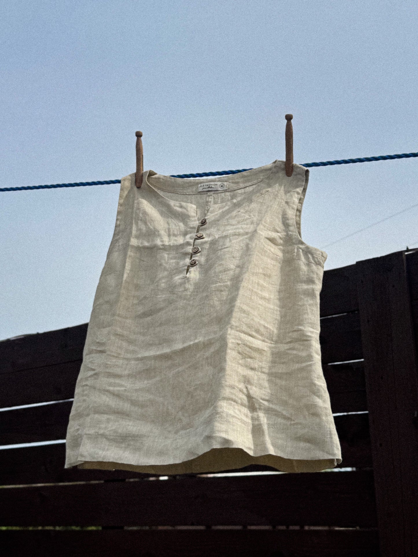Vintage 100% Linen Sleeveless Top, Made in Greece, Size M