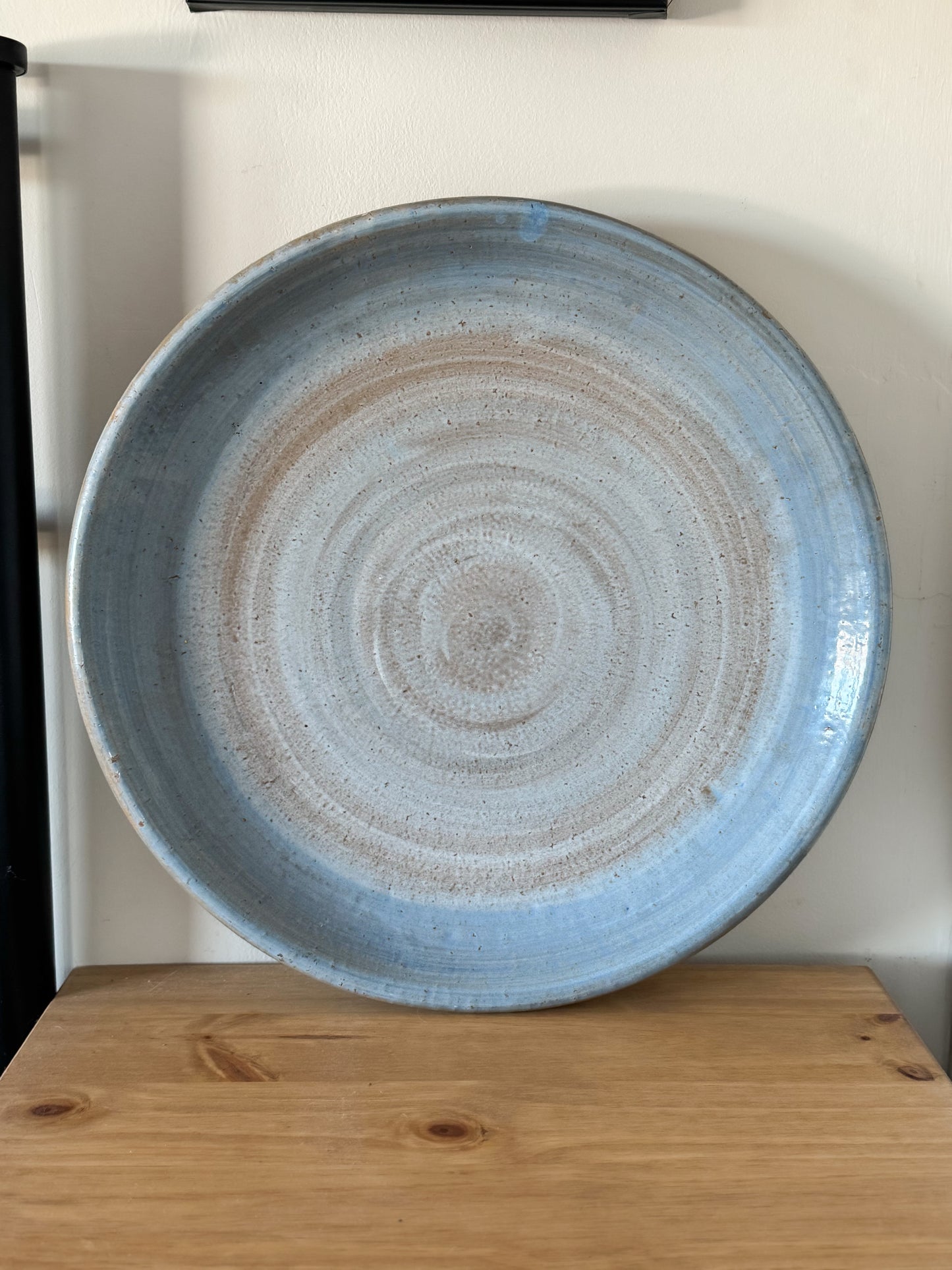 Large Studio Pottery Wall Plate in Coastal Blue & Earthy Tones