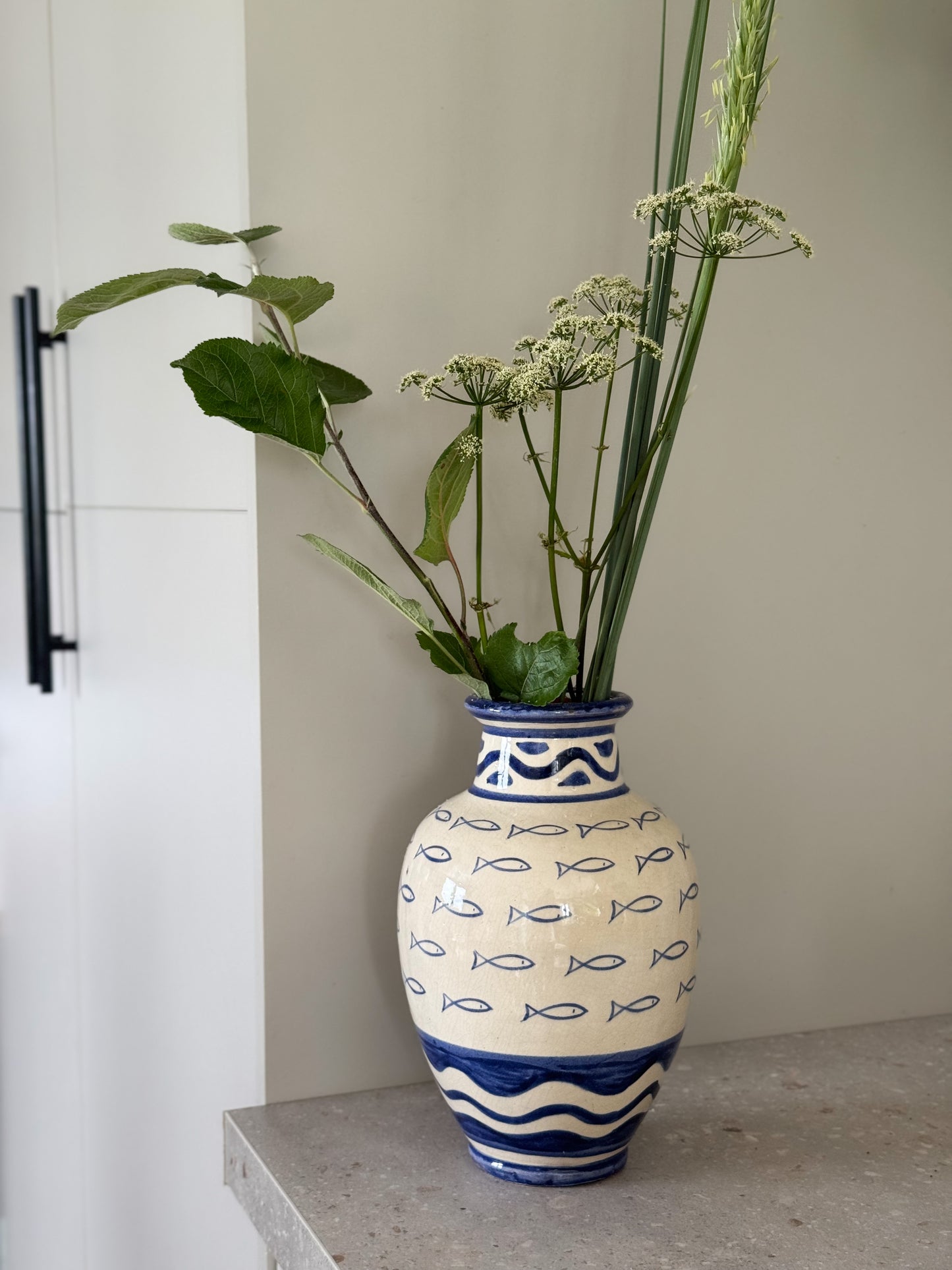 Large Vintage Mediterranean Studio Pottery Fish Vase