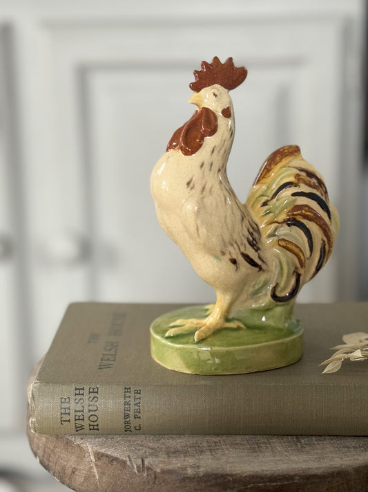 Vintage Chinese Pottery Farmhouse Rooster Sculpture