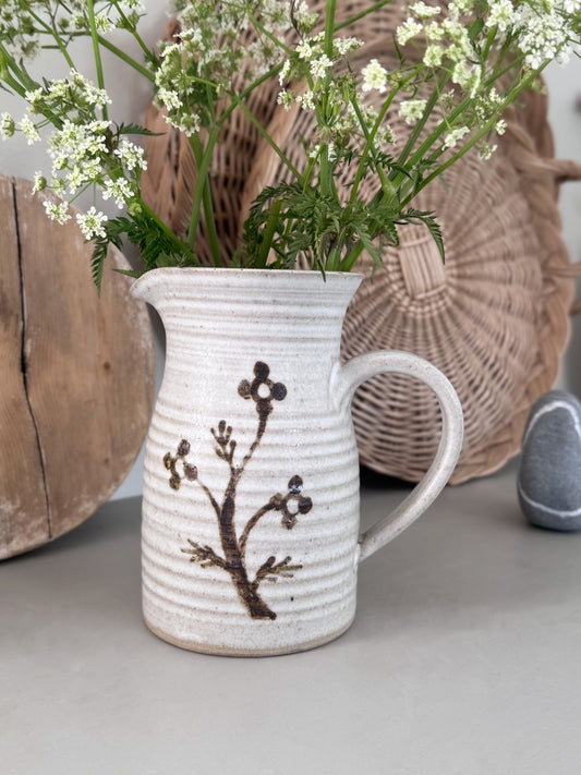 Vintage Studio Pottery Abstract Floral Jug