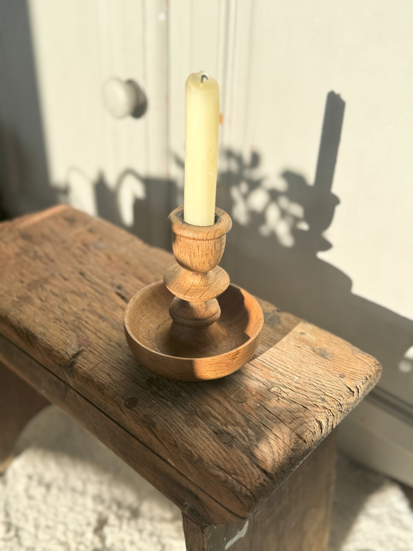 Vintage Welsh Hand-turned Wooden Candle Holder