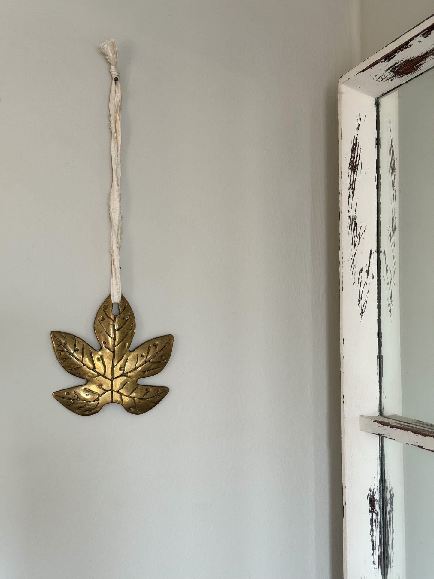 Vintage Solid Brass Leaf Wall Hanging