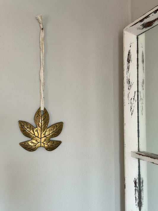 Vintage Solid Brass Leaf Wall Hanging