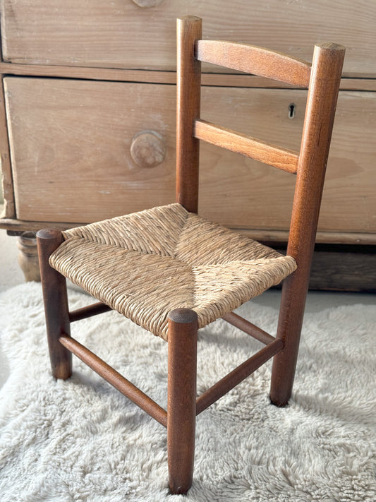 Vintage Wooden Child’s Chair with Rush Seat