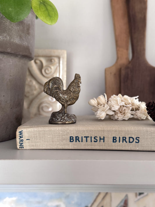 Vintage Solid Brass Miniature Cockerel, Brass Games Counter