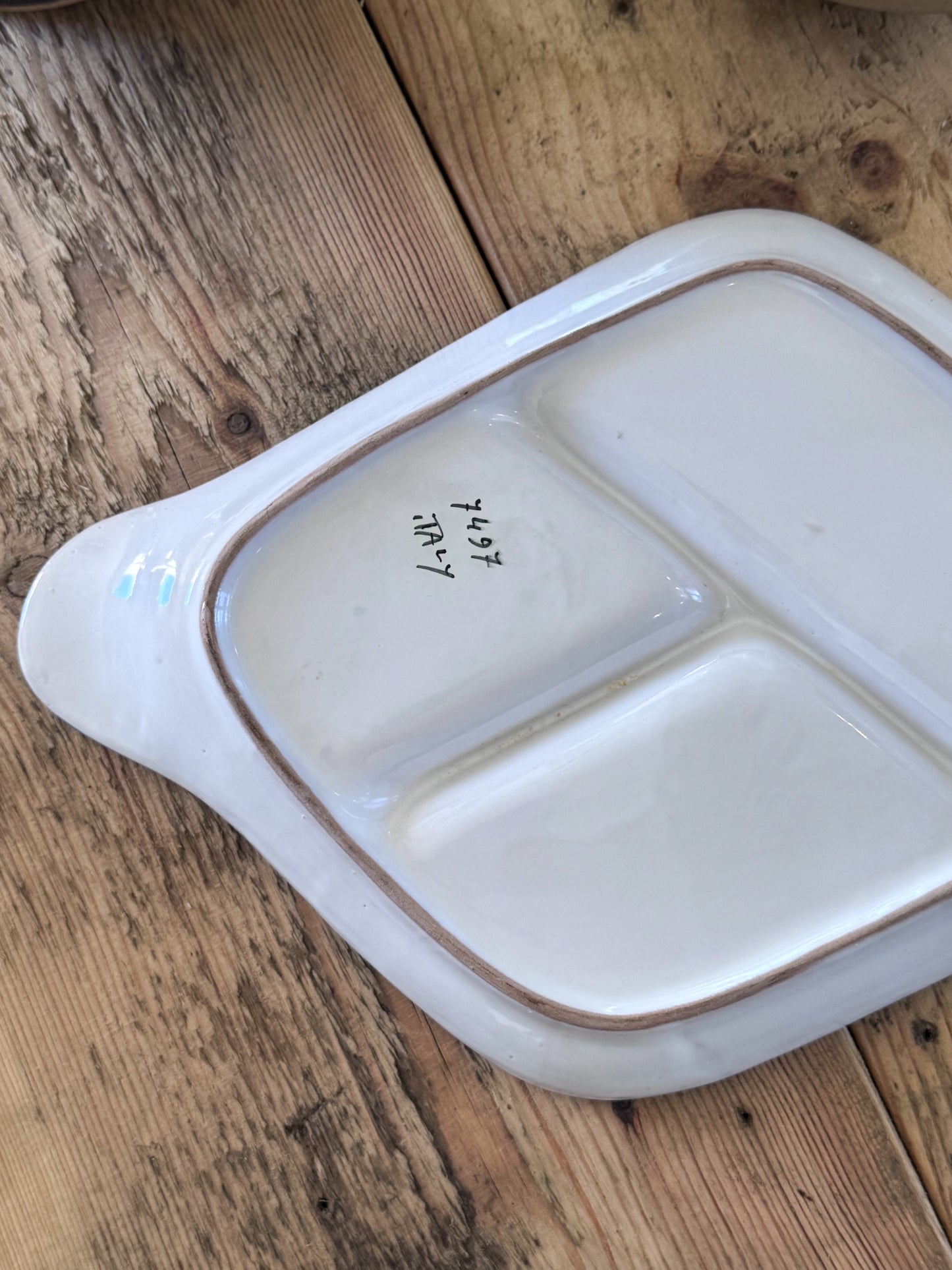 Vintage Midcentury Italian Studio Pottery Fruit Platter, Sectional Serving Dish