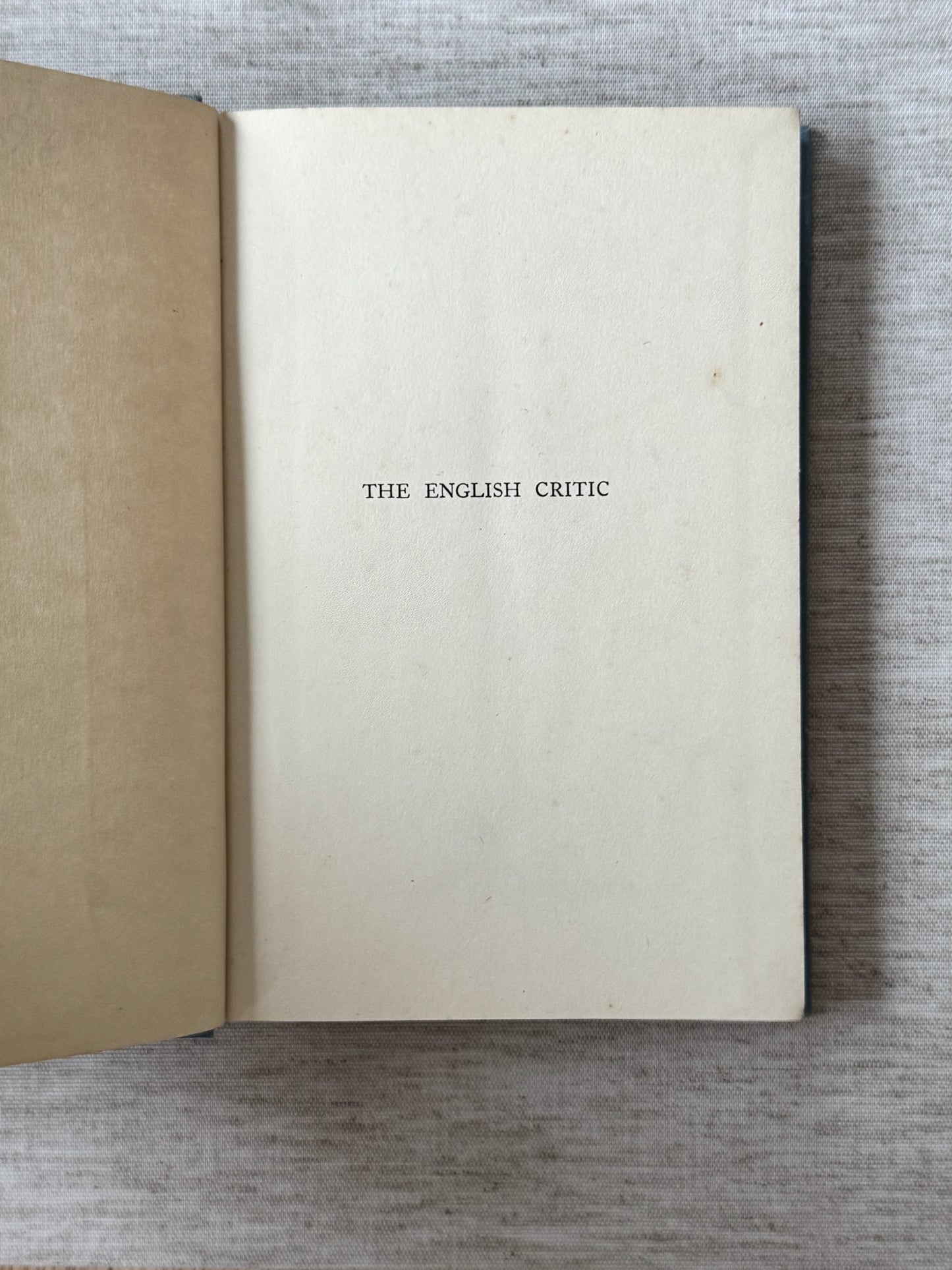 The English Critic, N. L. Clay - First Edition, 1939