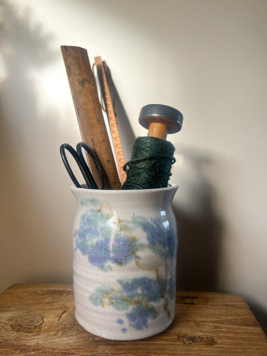 Studio Pottery Floral Utensils Pot