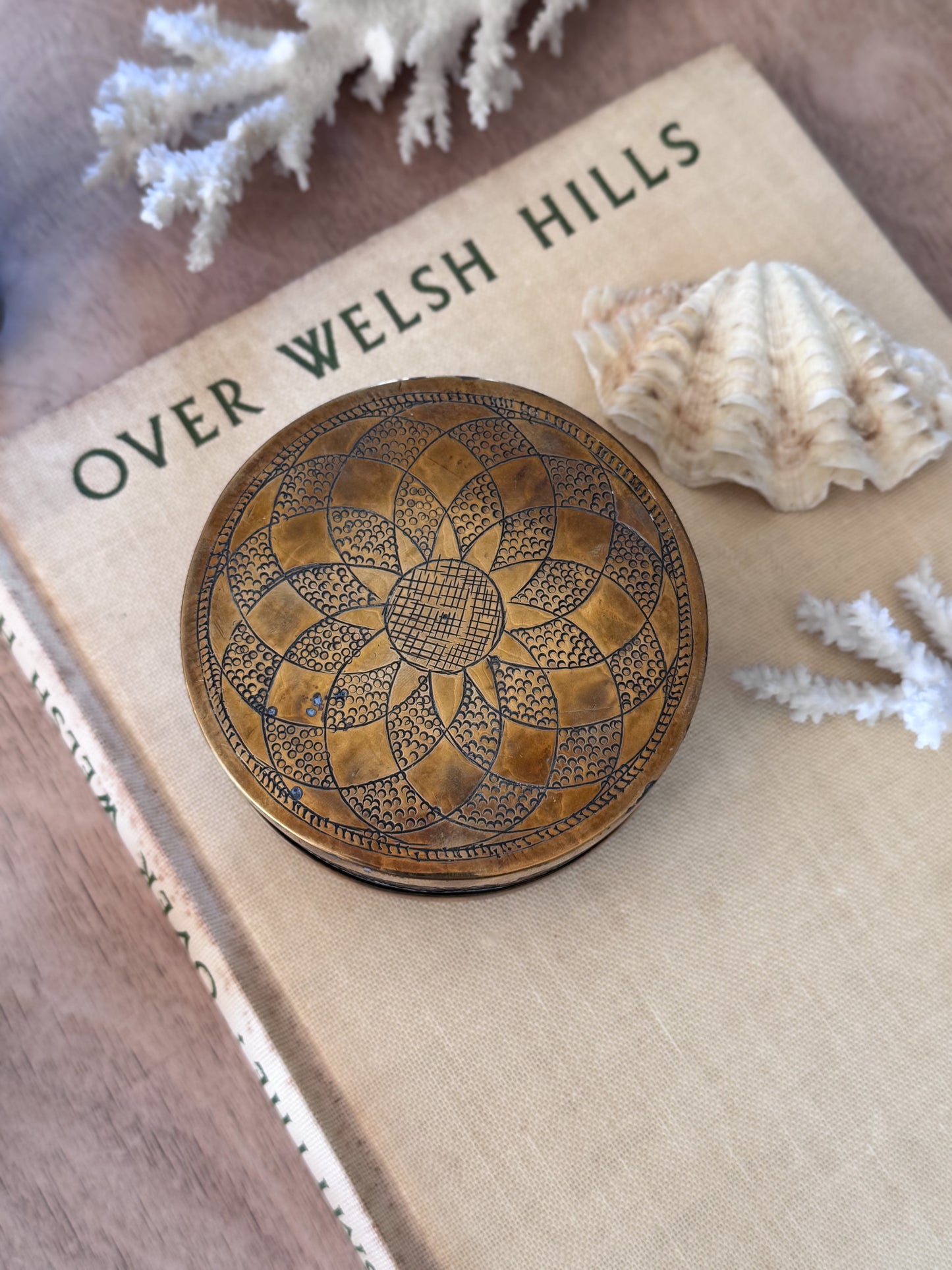 Vintage Ornate Solid Brass Trinket Box